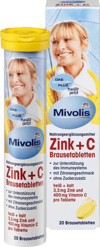 Mivolis Zink + Vitamine C Bruistabletten, 20 st