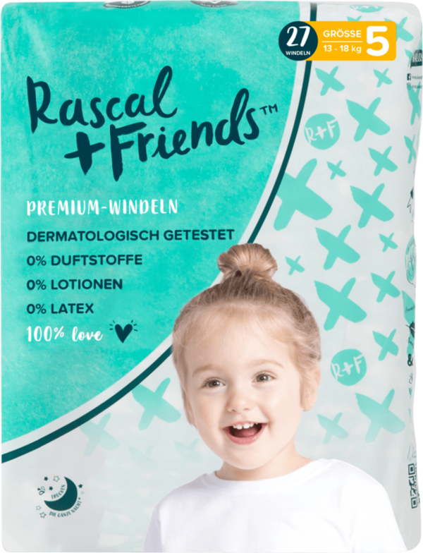 Rascal+Friends Baby Luiers maat 5, 13-18 kg (27 stuks)