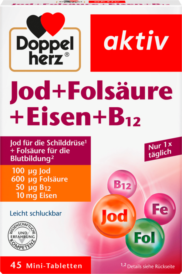 Doppelherz Jodium Foliumzuur Ijzer Tabletten 45 Stuks