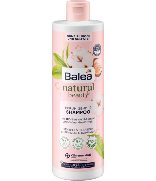 Balea Shampoo Natural Beauty Bio-Katoenextract & Groene Thee-Extract 400 ml