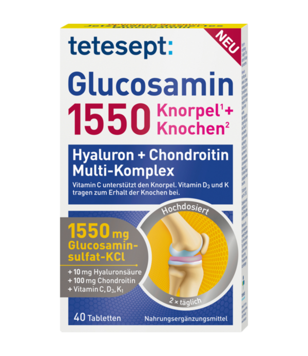 Tetesept Glucosamine 1550 Kraakbeen + Botten, 40 Stuks 49,6 g