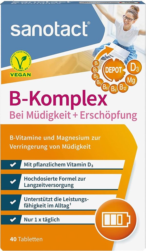 Sanotact Vitamine B-complex voor Vermoeidheid en Uitputting 40 Stuks, 30 g