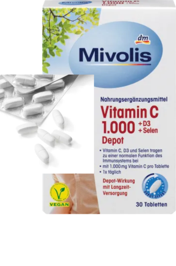 Mivolis  Vitamine C 1000 + D3 + Selen Depot 30 St,
