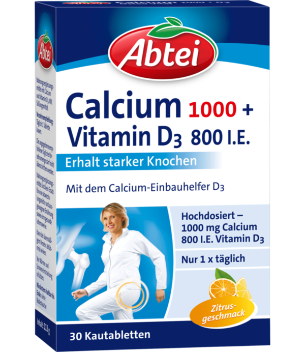 Abtei Calcium 1000 + D3 Kauwtabletten 30 St., 113 g
