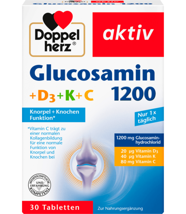 Doppelherz Aktiv Glucosamine 1200 +D3+K+C Tabletten 30 St, 47,4 g