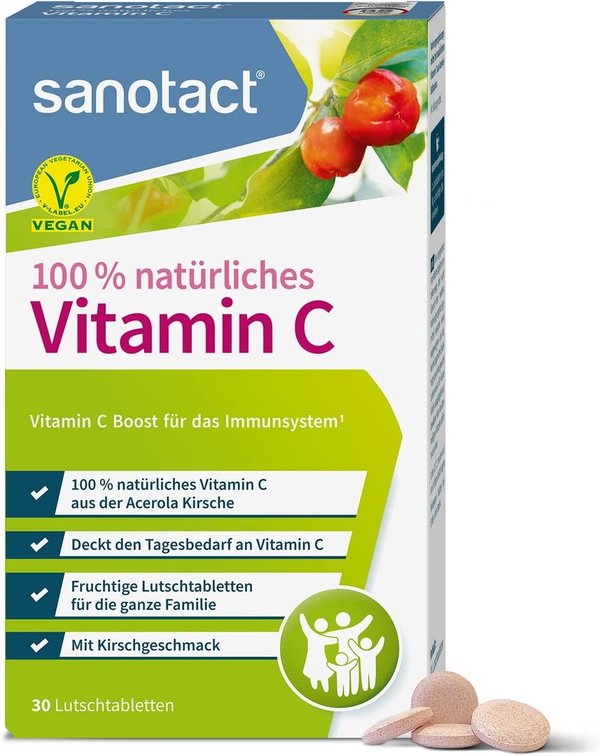 sanotact natuurlijke vitamine C-zuigtabletten 30 st., 51 g