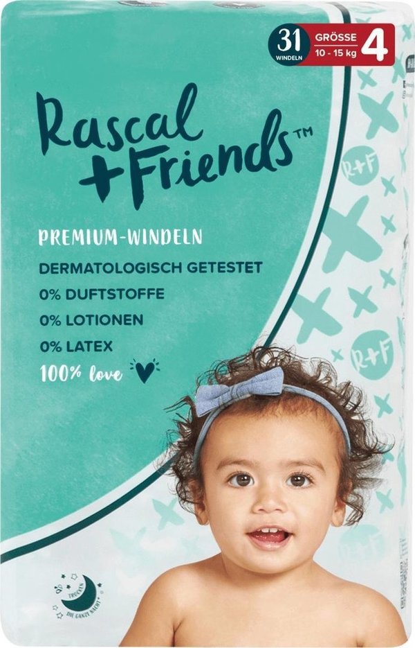 Rascal+Friends Baby Luiers maat 4, 10-15 kg, 31 St