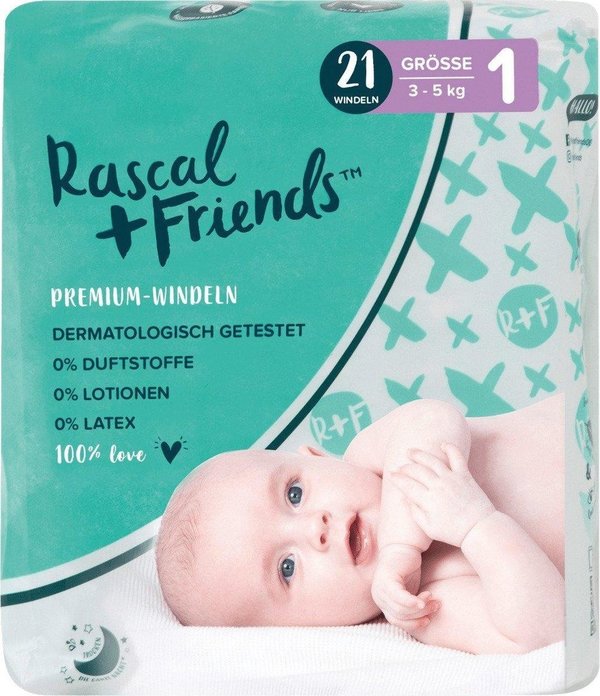 Rascal+Friends Baby Luiers maat 1, 3-5 kg, 21 St