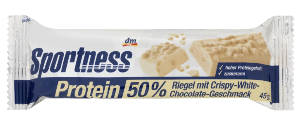 Sportness eiwitreep 50%, Knapperige Witte Chocolade smaak, 45 g