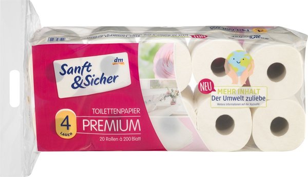 Sanft&Sicher Toiletpapier Premium 4-laags (20 x 200 vel), 20 stuks