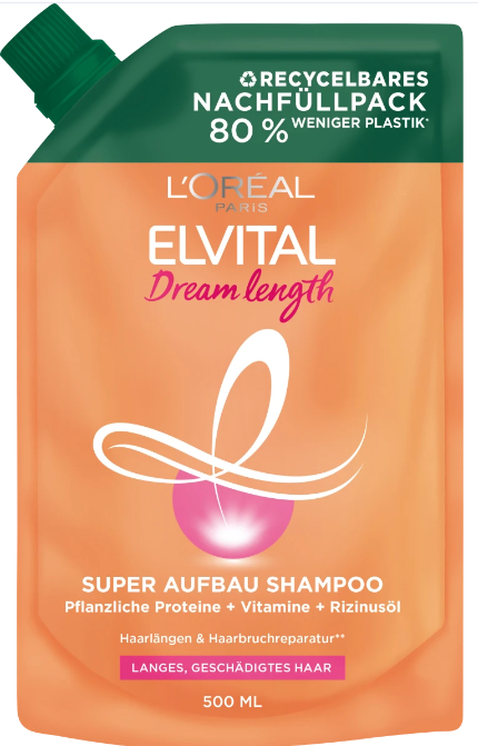 L'ORÉAL PARiS ELVITAL Shampoo Dream Length Navulverpakking 500 ml